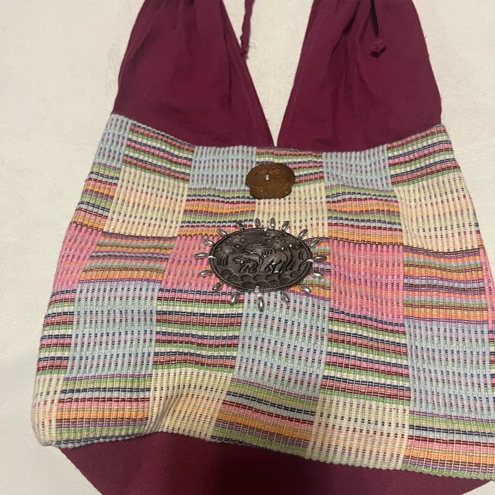 Handcrafted Woven Hobo Bag with Elephant Medallion - Picture 4 of 8